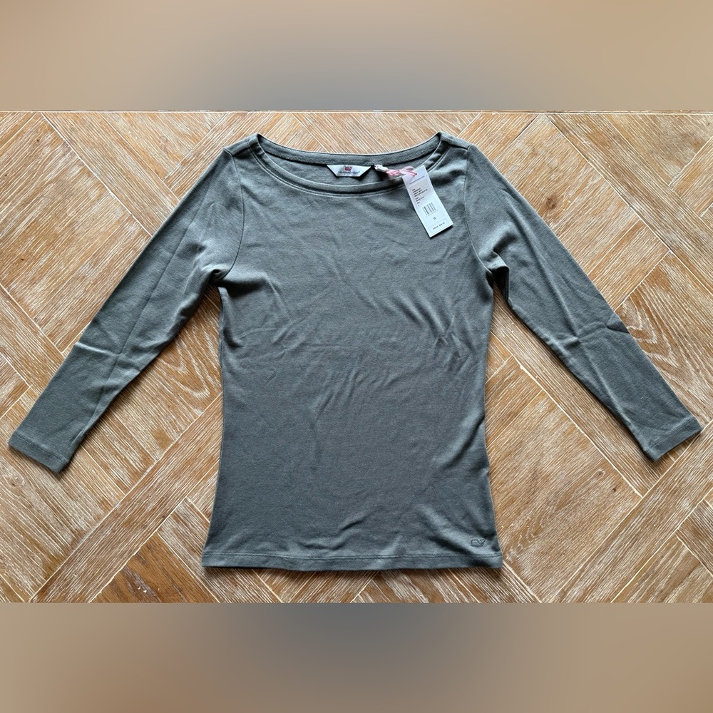 NWT Vineyard Vines Simple Boatneck Tee Marine Olive